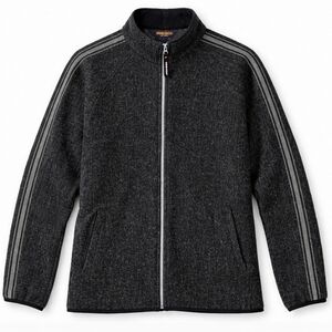 Woolrich Techno Wool Charcoal Heather Gray Contrast Stripe Full Zipper Jacket